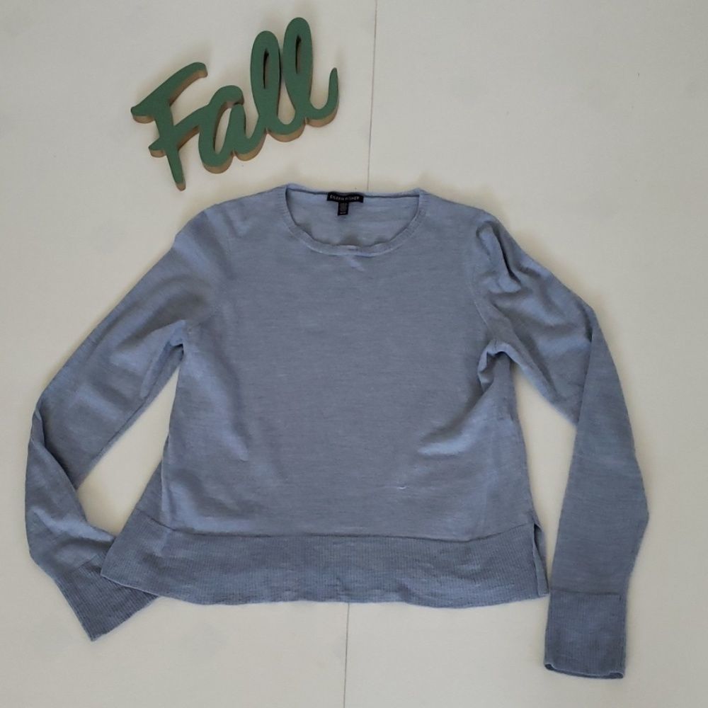 EILEEN FISHER gray merino wool sweater